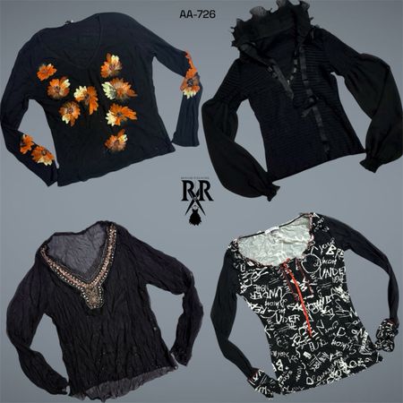 Y2K Black Gothic Mix Full Sleeve Tops (AA-726)