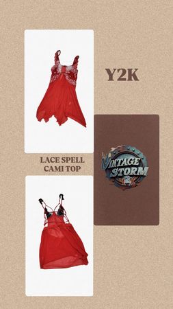 Y2K Lace Spell Cami Tops