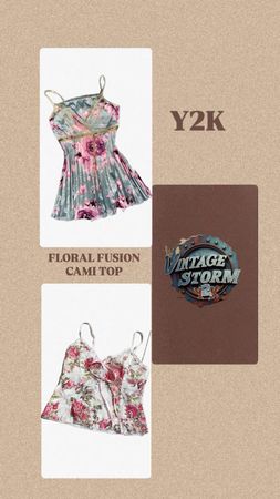 Y2K Floral Fusion Cami Tops