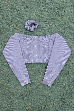 Upcycle Ralph Lauren Crop Top Blouse With Long Sleeve (DV -03)