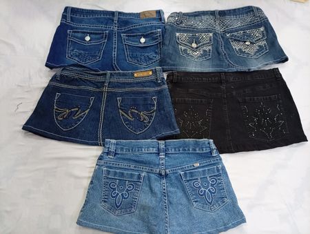 CR7007 Upcycled Y2K Mini Denim Skirts