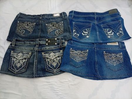 CR7008 Upcycled Mini Denim Skirts
