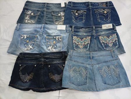 CR7009 Upcycled Mini Denim Skirts