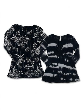 (FV-970) Y2K Black & White Printed mesh Tops