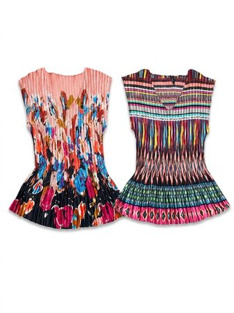 (FV-972) Y2K Platted Up Floral Tops