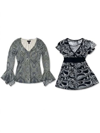 (FV-1003) Grunge Monochrome Patterned Tops Collection