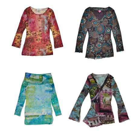 Y2K Graphic Mesh Long Tops