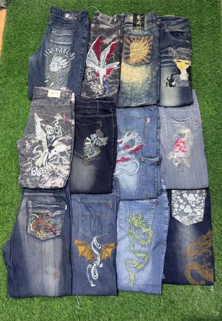 Y2K Japanese embroidery mix jeans