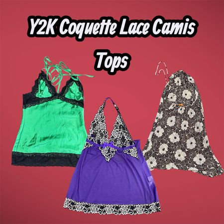 Y2K Coquette Lace Camis Tops - (25/03)