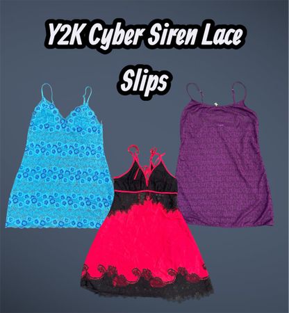 Y2K Cyber Siren Lace Slips - (25/03)