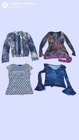 Y2k blue themes blouse