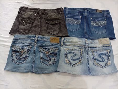 CR7037 Upcycled Y2K Mini Denim Skirts