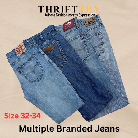 Multiple denim jeans