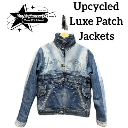 Veste en patchwork de denim de luxe recyclé