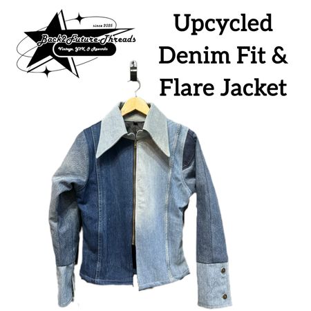 Upcycled Y2K Denim 90’s Collar Fit & Flare Jacket