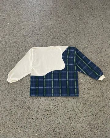 Upcycled Patchwork Plaid Sweatshirt