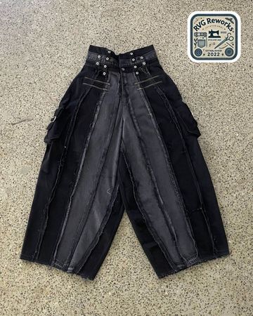 Upcycled Multi-Strap Denim Cargo Pants