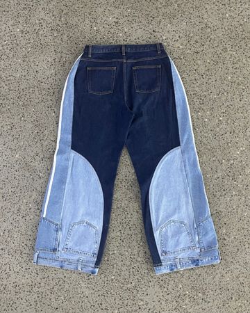 Upcycled Dual-Tone Sports Jeans