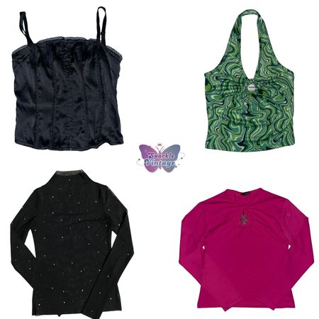 Y2k Tops – Corset, Halter, Rhinestone & Star Cutout (SV-034)
