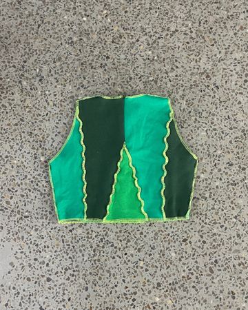 Upcycled Contrast Wave Crop Top