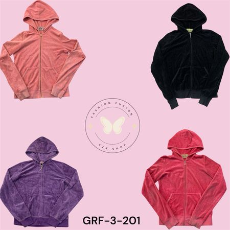 Juicy Couture Velour Hoodie for Women – Classic Zip-Up Style (GRF-3-201)