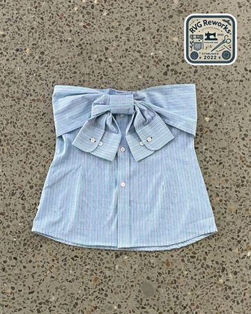 Upcycled Bow Button-Down Tube Top