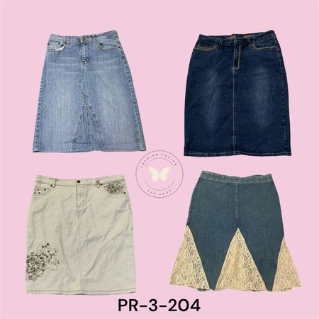 Women’s Denim Midi Skirt – High Waist Classic Blue (PR-3-204)