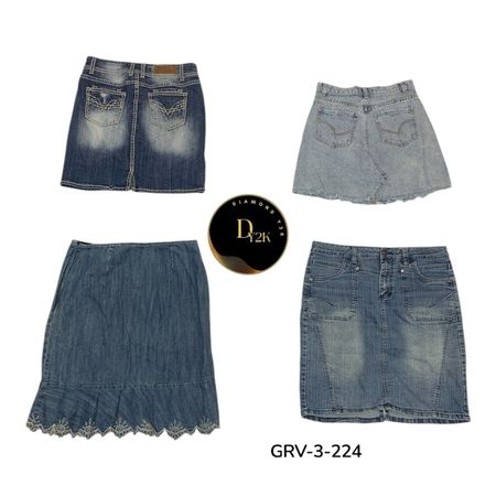 Y2K Blue Denim midi  Skirt – Trendy Low Waist Fit (GRV-3-224)