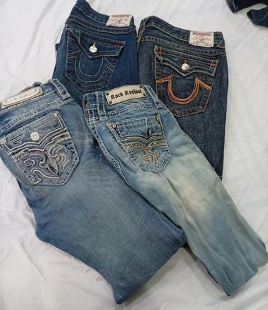 CR7078 Vintage Ladies Rock Revival & True Religion Jeans – Flare & Straight Mix