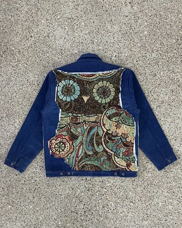 Upcycled Tapestry Motifs Denim Jacket