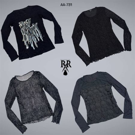Y2K Black Gothic Mix Full Sleeve Tops (AA-731)