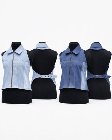 CR1427 Upcycled Open-Back Halter Top