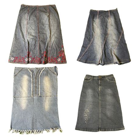 Y2K NYC IT Girls Denim  Midi Skirts RE-2931