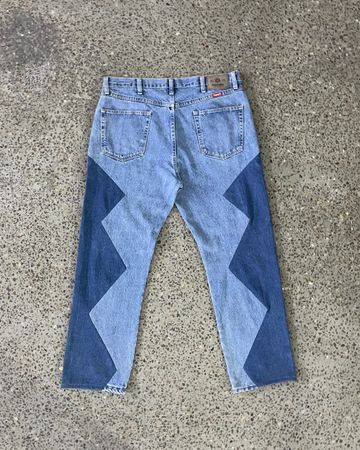 Upcycled Wavy Panel Jeans