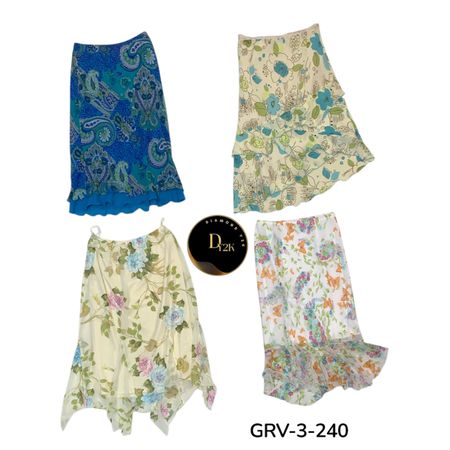 Women’s Mix Flora Printed Skirt – Elegant Poly Skirt for All Occasions. (GRV-3-240)