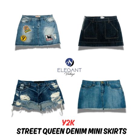 Y2K Street Qeen Denim Mini Skirts - EV0969