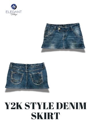 アップサイクル Y2K スタイル デニムスカート - EVR0246