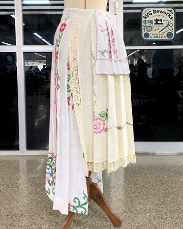 Upcycled Table Cloth Long Skirt