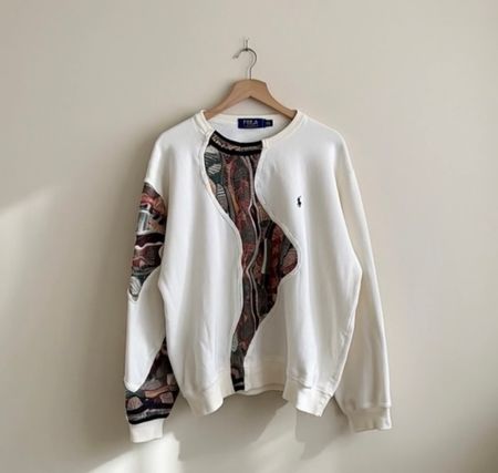 アップサイクル ポロ ラルフ・ローレン スウェットシャツ ペイズリー パッチワーク付き -