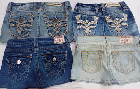 CR7099 Upcycled True Religion & Rock Revival Skirts