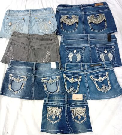 CR7100 Upcycled Mini Denim Skirts
