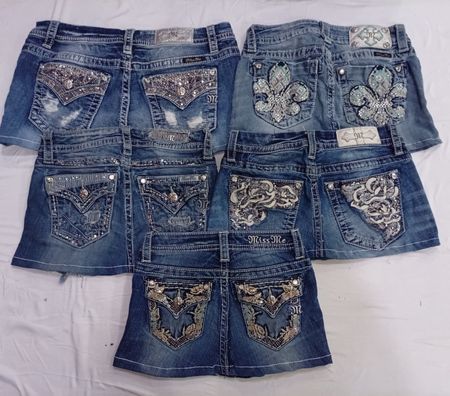 CR7101 Upcycled Miss Me Denim Skirts