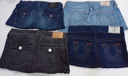 CR7103 Upcycled True Religion Mini Denim Skirts