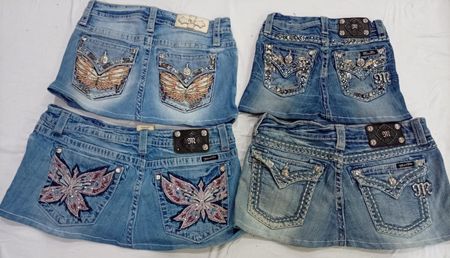 CR7109 Upcycled Miss Me Denim Skirts