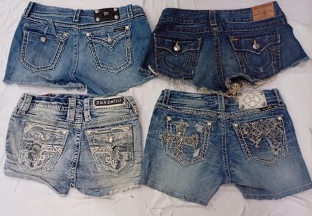 CR7110 Upcycled Mixed Branded Denim Shorts