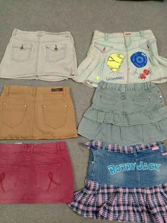 HD1427 Ladies Y2K Embellished Denim Micro Mini Skirts