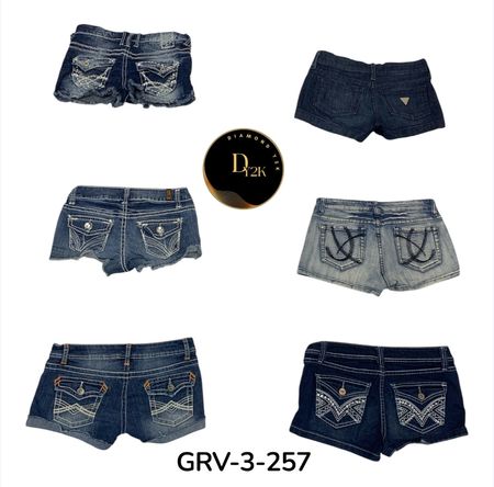 Y2K Blue Denim Mini Shorts – Retro Low Waist Style (GRV-3-267)