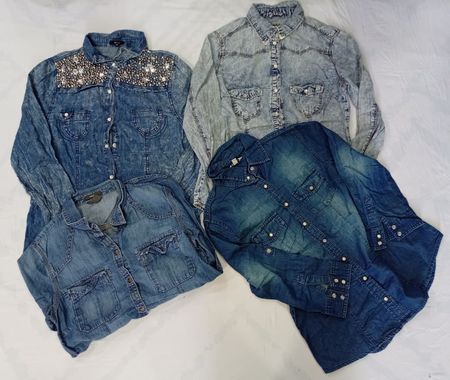 CR7120 Y2K Ladies Denim Blouses