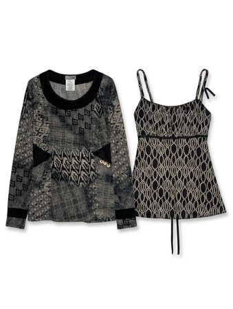 (FV-1035) Monochrome Printed Blouse – Office Casual Look