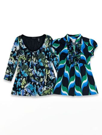 (FV-1038) Abstract Blue Print Blouse – Indie Fashion Aesthetic